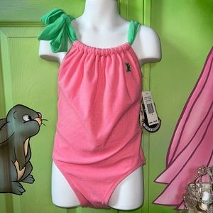 NWT JUICY COUTURE Mrs. Robinson Shirred Maillot One Piece Swimsuit Pink Girls 12